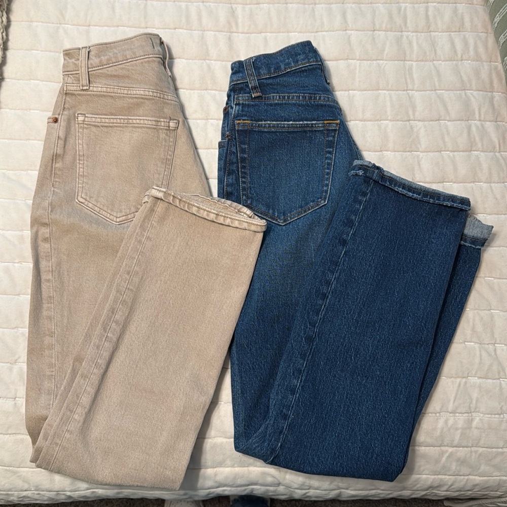Two pairs of Abercrombie Curve Love Ultra High Rise 90s Straight Jean